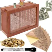 AIERSA Cash Vault Wooden Money Saving Box, Cash Savings Box for 10000 5000 3000