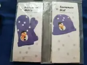 Morehouse Knitting Pattern Kids Mittens & Hat with Felt for Applique Snowmen