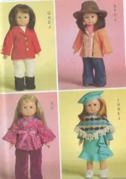 18"AMERICAN GIRL DOLL@1960's HIPPIE PONCHO BARET BOOT WESTERN HAT PANTS PATTERN