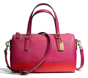 Coco小舖COACH 49786 Saffiano colorblock leather mini satchel