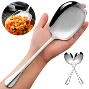 2Pack Large Stainless Steel Spoon Thicken Long Handle Spoons Tableware