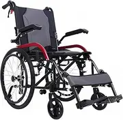 Foldable Lightweight Aluminum Active Wheelchair, Self Propelled Wheelchairs, Ultralight Travel Wheelchair for Home and Travel, Rotating Armrests, Seat Width 46 cm, 11 kg,Red (Size : A)