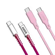 LASER USB-C to USB-C Charging Cable Rainbow Pink 60W 1M 2 Pack - CB-UC1RP3-174
