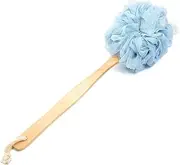 Generic Loofah Back Scrubber, Wooden Handle Bath Sponge Shower Brush, Soft Nylon Mesh, Blue, Women&Kids Bathroom Shower Accessories