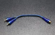 RCA WIRE BLUE GRAY Y SPLITTER 1 FEMALE 2 MALE CAR HOME AUDIO INTERCONNECT BLS