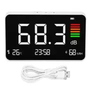 Desktop Digital Decibel Meter 30-130dBA with Time Temperature Humidity Display