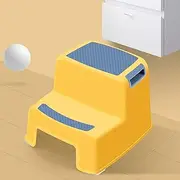 Bathroom Step Stool Kids Dual Height 2 Step Stool,Stepping Stool for Toddlers Potty Training Stool Safe and Non-Slip,Yellow