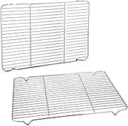 Baking Rack Cooking Rack Set of 2, P&P CHEF Stainless Steel Wire Cooling Drying Roasting Rack, Fits Half Sheet Cookie Pans, Rectangle 16.6''x11.6''x 0.75'', Commercial Quality, Oven & Dishwasher Safe