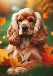 Cocker Spaniel Buff Falling Leaves Flag