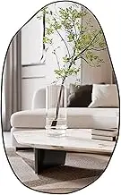 FARUIFETT 85x52cm Irregular Wall Mirror, Asymmetrical Mirror Large Unique Vanity Body Mirror Black Bathroom Wall Mounted Mirror Modern Shaped Dressing Mirror for Living Room Entryway
