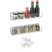 2 Pack Clear Acrylic Spice Rack Wall Mount Hanging Spice Shelf for Seasoning Jar