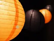 16" Halloween Black and Orange Paper Lantern String Light Party Decoration COMBO