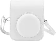 Instant Camera Protective Case, Shoulder Strap PU Leather Camera Storage Bag for Fujifilm Mini 12, Dustproof Camera Protect Pocket for Mini 12 (Jasmine White)
