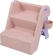 2 Step Stools for Kids, Foldable Toddler Step Stool for Bathroom Sink, Toilet Potty Training Stool Anti Slip Kitchen Helper Plastic Ladder Toddler Tower Counter Stool Helper (Pink)