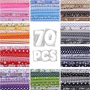 Macarrie 70 Pcs 100% Cotton Fat Quarters 20 x 20 Inch Floral Printed Sewing Supplies Fabric Multicolor Fabric Squares Fabric Bundles for DIY Quilting Patchwork Scrapbooking Craft