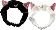 [WOONEKY] Facial Cleaning Headband Cat Ears Soft Elastic Water Absorbing Hairband