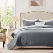 Charlie 3 Piece Lightly Quilted Polyester Embossed Coverlet Set Queen Charcoal