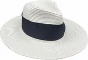 [Jacaru Australia] 1867 Panama Hat with Black Ribbon, White, One Size