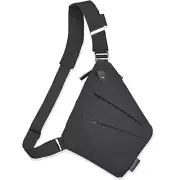 BROADREAM Personal Flex Bag for Men Women - Anti Theft Slim Black-left Shoulder