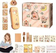 Stationery Set - Capybara Pencil Case for Kids - Cute Stationery for Christmas Birthday, Back-to-School Supplies, Include Notebooks, Sticky Notes, Stickers, Pencils, and More