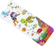 Poemtian Non-Slip Bathtub Mat Shower Mats for Kids Baby Bath Mat with Suction Cup Drain Holes Cartoon Non-Slip Bathroom Kid Bath Mat 100x40cm (A)