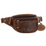 Jack's Inn Mudslide Brown Crazy Horse Leather Bumbag Waist Belt Bag Pouch in Cognac