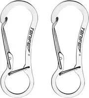 TONIFE Carabiner Clips 2 Pack, Stainless Steel Carabiners Hook for Carabiner Key Rings, Carabiner Small Snap Buckle Spring Backpack Fasteners