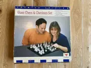 Classic Glass Chess Set Made Of Solid Glass, 14” Playing Board New, Open Box