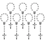 [JUXINGDAZYF] 30 Pc Magnetic White Baptism Conducive to Seven-Color Accent Mini Rosary AB Acrylic Beads/Recuerditos De Bautismo/Christening Favors/Decenarios/Ten Years/Finger Rosary (Silver)