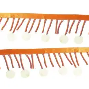 Orange Beaded Sequin Bugle Glass Bead Fringe Ribbon Trim 2" wide 3 yards