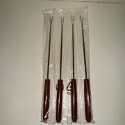4 Fondue Forks Brown Plastic Handles New