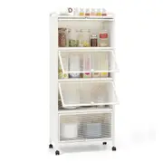 Costway 5-Tier Kitchen Baker’s Rack Rolling Microwave Stand w/Doors Utility Storage Shelf Rack