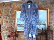 New Vera Bradley Polar Bear Fleece Blue Hooded Robe Sz Medium Slippers Sz L 9-10