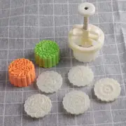 Moon Cake Mold Set Cookie Stamp 5Pcs 100G Stamps, Thickness Adjustable DIY Cooki