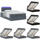 Ottoman Bed with Mattress Bed Base & LEDs Dark Grey King Single Velvet vidaXL