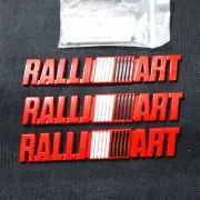 Red White Matte RALLI ART Metal Grille Emblem + 2x Decal Sticker Badge Turbo AWD (for: MG)
