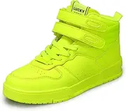 [LUCKY STEP] Women's High Top Fashion Sneakers Basketball Ankle Boots Walking Tennis Shoes Platform Hook and Loop Casual Faux Leather Sneaker