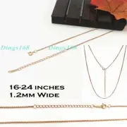 18K Rose Gold Filled Tarnish-Resist Thin 21/22-24" Round Box Chain Necklace A208