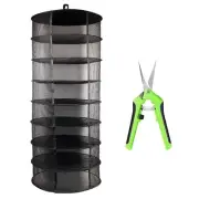 Growsun Herb Drying Rack, 2ft Diameter 8 Tiers Hanging Mesh Drying Rack w/Garden