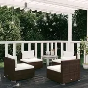 4 Piece Garden Lounge Set with Cushions Poly Rattan Brown Patio Bar Sets
