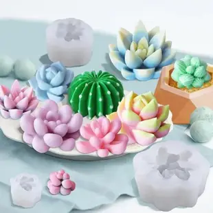 diy多肉硅膠模具巧克力盆栽蛋糕甜品慕斯仿真植物3D香薰蠟燭模具