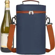 [Generic] Wine Travel Bag Tote, Wine Insulated Tote Bag 2 Bottle Cooler Bag, Leakproof Carrying Case Portable Wine Carrier with Handle for Christmas & BYOB