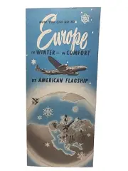 1940's American Air Lines Flagship Route Maps of Europe Brochure Winter RRP633