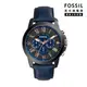 【FOSSIL 官方旗艦館】Grant 帥氣風尚皮革計時男錶 藍色真皮皮革錶帶 44MM FS5061IE