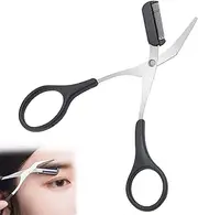 1pcs Eyebrow Trimmer Scissors with Comb,Auxiliary Eyebrow Comb Scissors,Stainless Steel Professional Precision Eyebrow Trimmer Tool with Comb,Small Eyebrow Grooming Beauty Tool for Men Women(Black)
