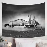 Black and White Wild Antelopes Tapestry