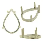 14K White Gold Pear Low Base Head Setting Mounting 4 Prong 0.10ct - 9.50ct USA