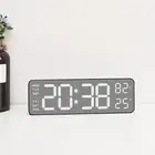 Compact Digital Alarm Clock with Time Date and Temperature Display Features