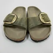 Birkenstock New w/ Box Madrid Big Buckle Jade Oiled Leather Exquisite Regular