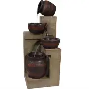Cascading Terra Bowl Solar Water Fountain with LED Lights - 30 in by Sunnydaze